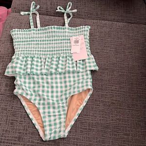 BNWT, Old Navy, 3T swimsuit, green/white plaid, one-piece
